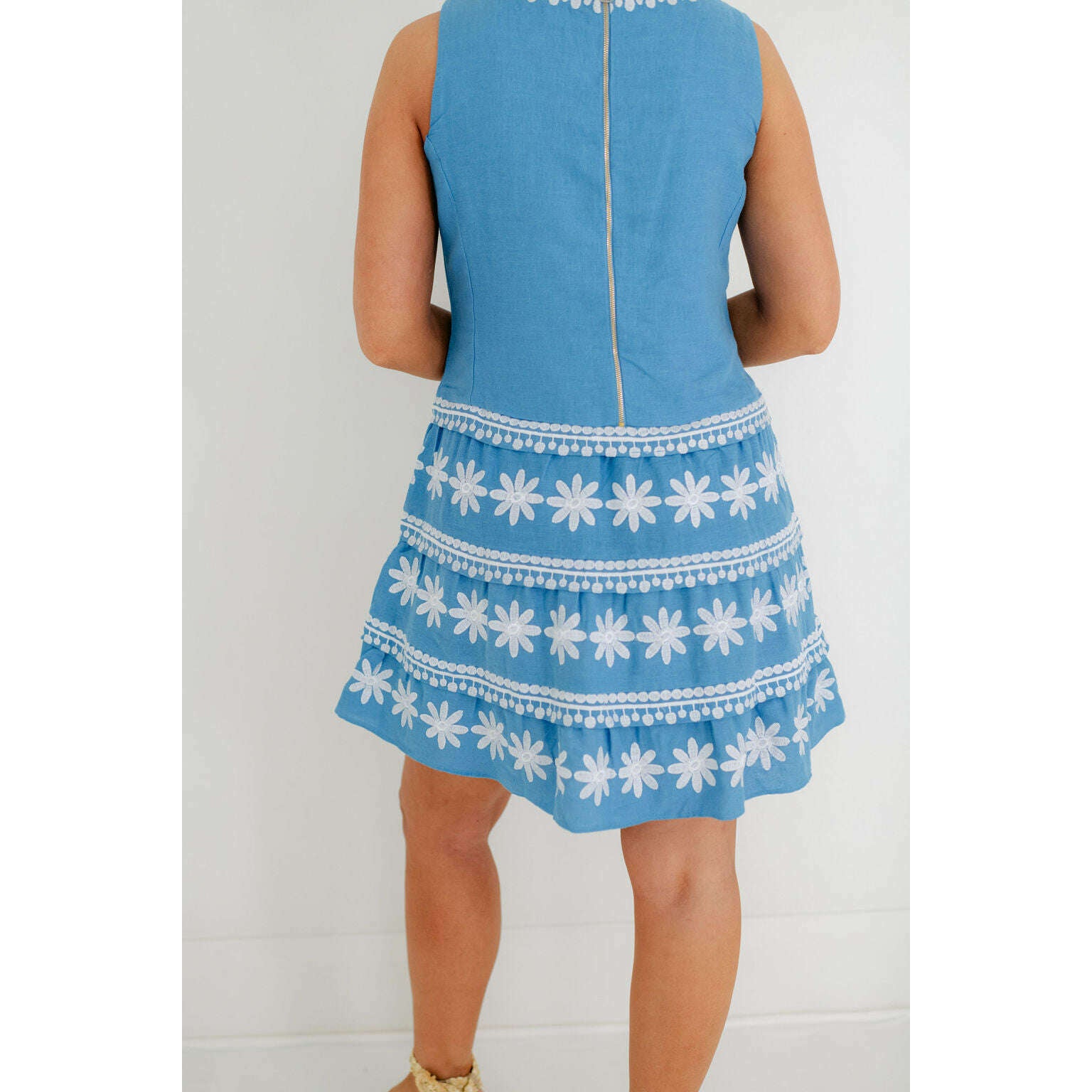 8.28 Boutique:Sail to Sable,Sail to Sable Embroidered Marina Square Neck Tiered Dress,Dress