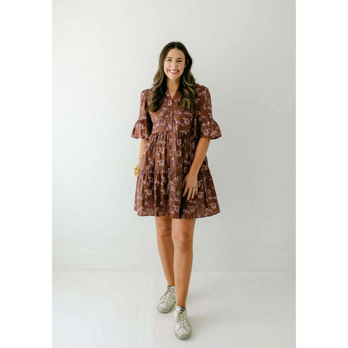 8.28 Boutique:Aureum,Aureum Paisley Brown Tiered Dress,Dress