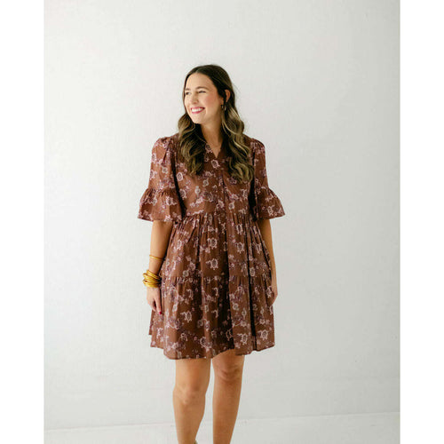 8.28 Boutique:Aureum,Aureum Paisley Brown Tiered Dress,Dress