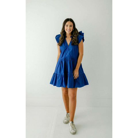 Jade Melody Tam Corduroy Dress in Royal Blue