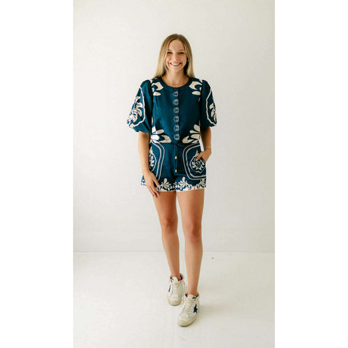 8.28 Boutique:Ciebon,Ciebon Blue Floral Pocket Shorts,shorts