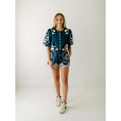 8.28 Boutique:Ciebon,Ciebon Blue Floral Pocket Shorts,shorts