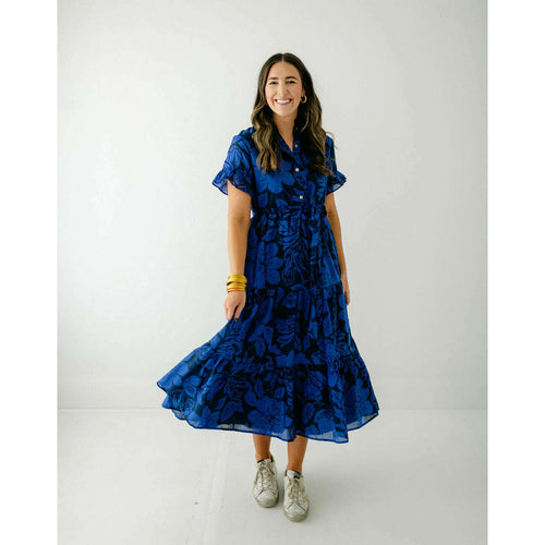 8.28 Boutique:J.Marie Collections,J. Marie Collections Stevie Button Up Navy Midi Dress,Dress