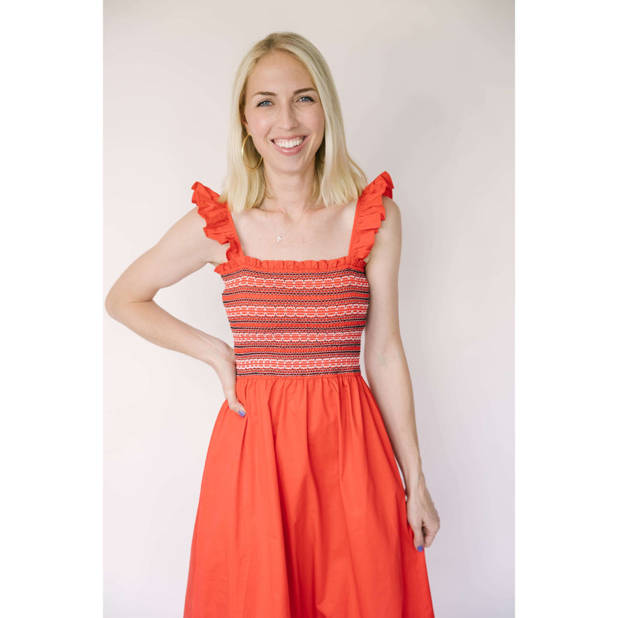 Moodie Smocked Top Twill Midi Dress 8.28 Boutique