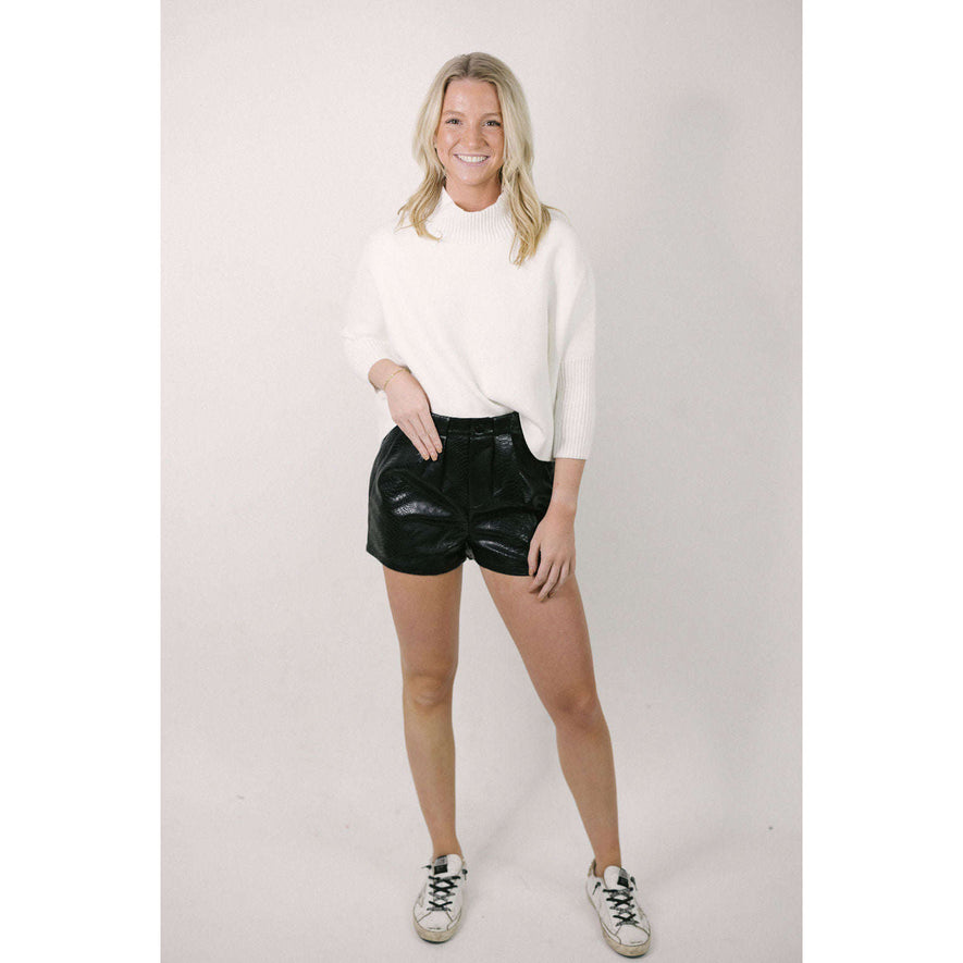 Faux Leather High Wait Snake Print Shorts