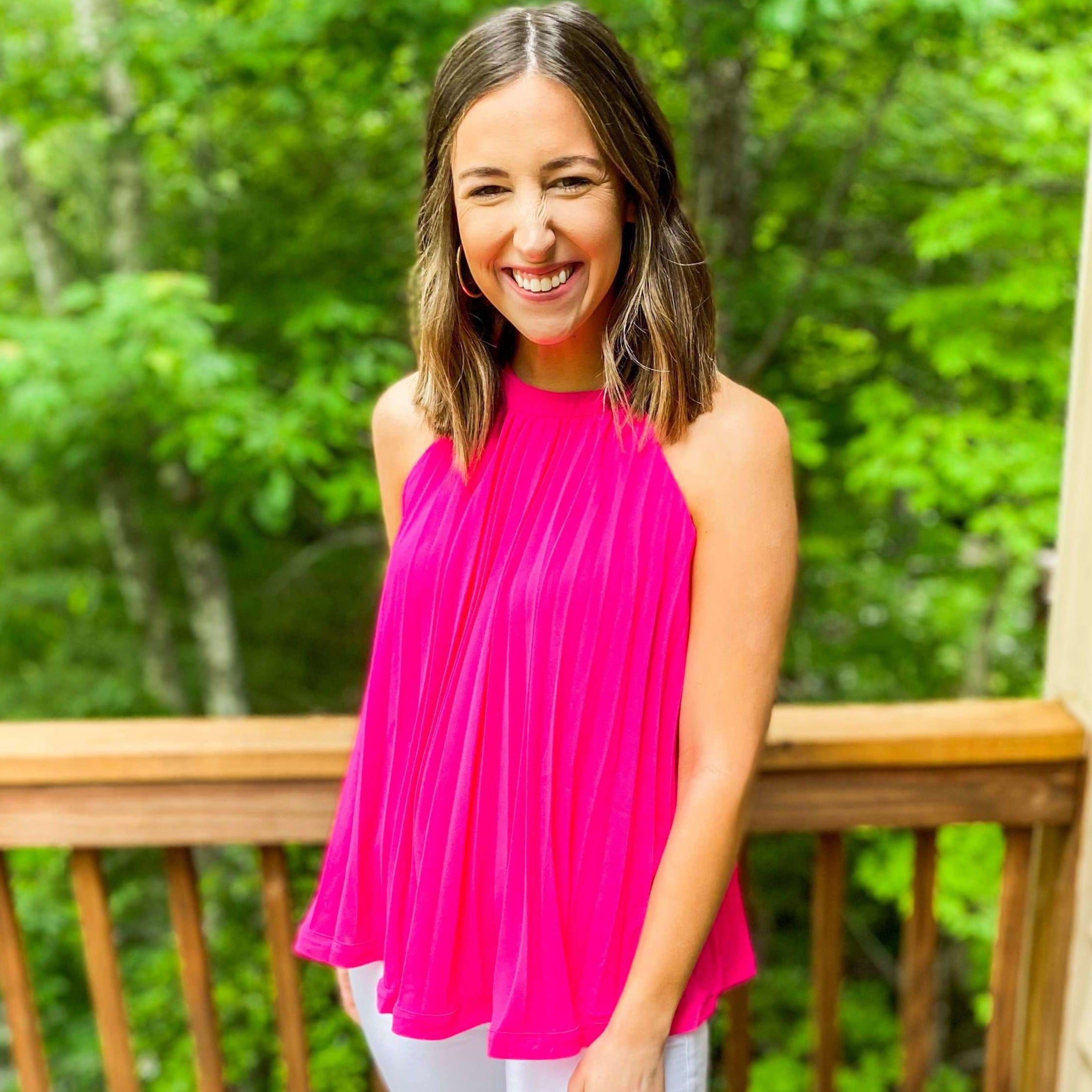 Hot pink halter clearance top